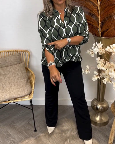 JANNY - LÄSSIGE BLUSE MIT LANGEN ÄRMELN UND ELEGANTEM MUSTER