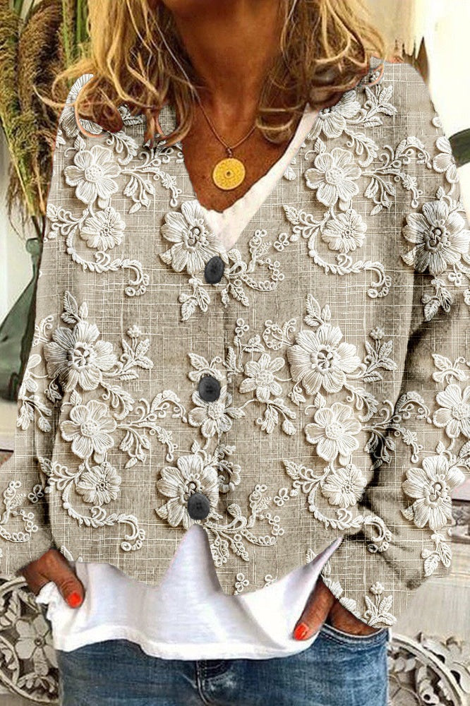 Cardigan mit Blütenfaden