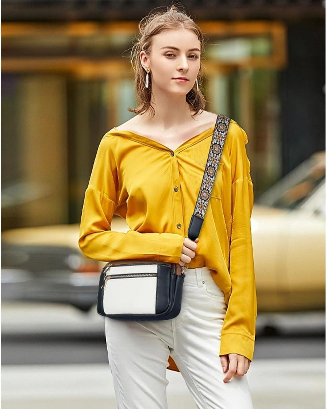 Camille | Elegante Leder-Umhängetasche für Frauen mit Praktischen Fächern
