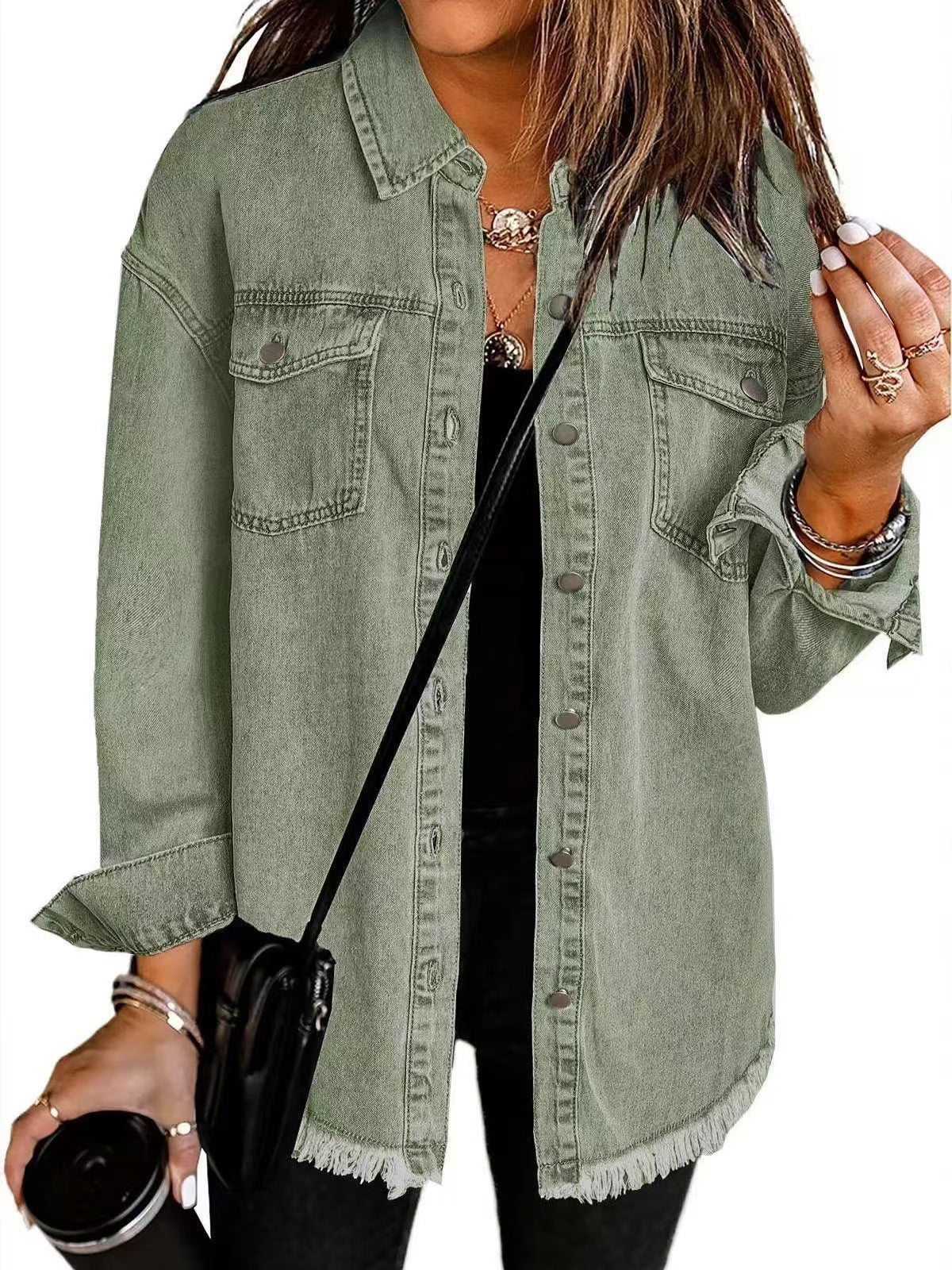 Jolien I Langärmlige Denimjacke Mit Taschen