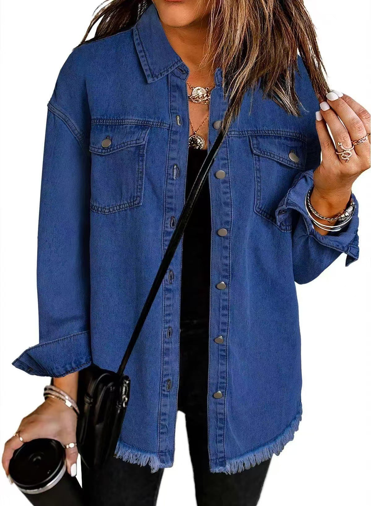 Jolien I Langärmlige Denimjacke Mit Taschen