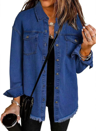 Jolien I Langärmlige Denimjacke Mit Taschen