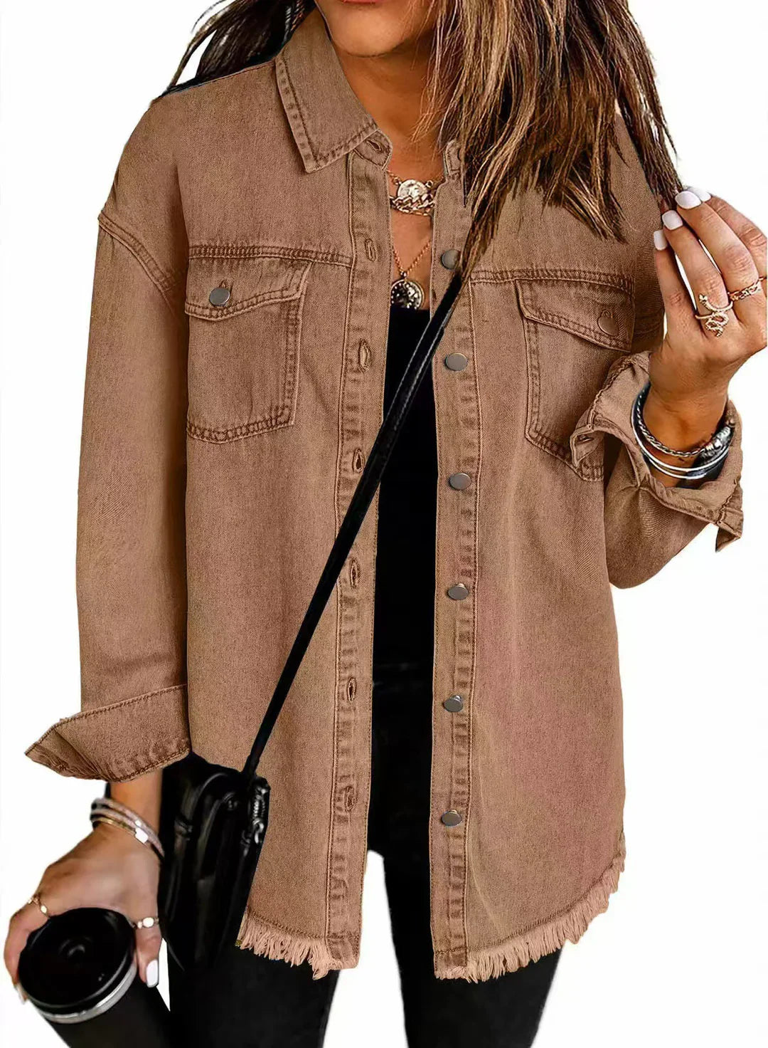 Jolien I Langärmlige Denimjacke Mit Taschen
