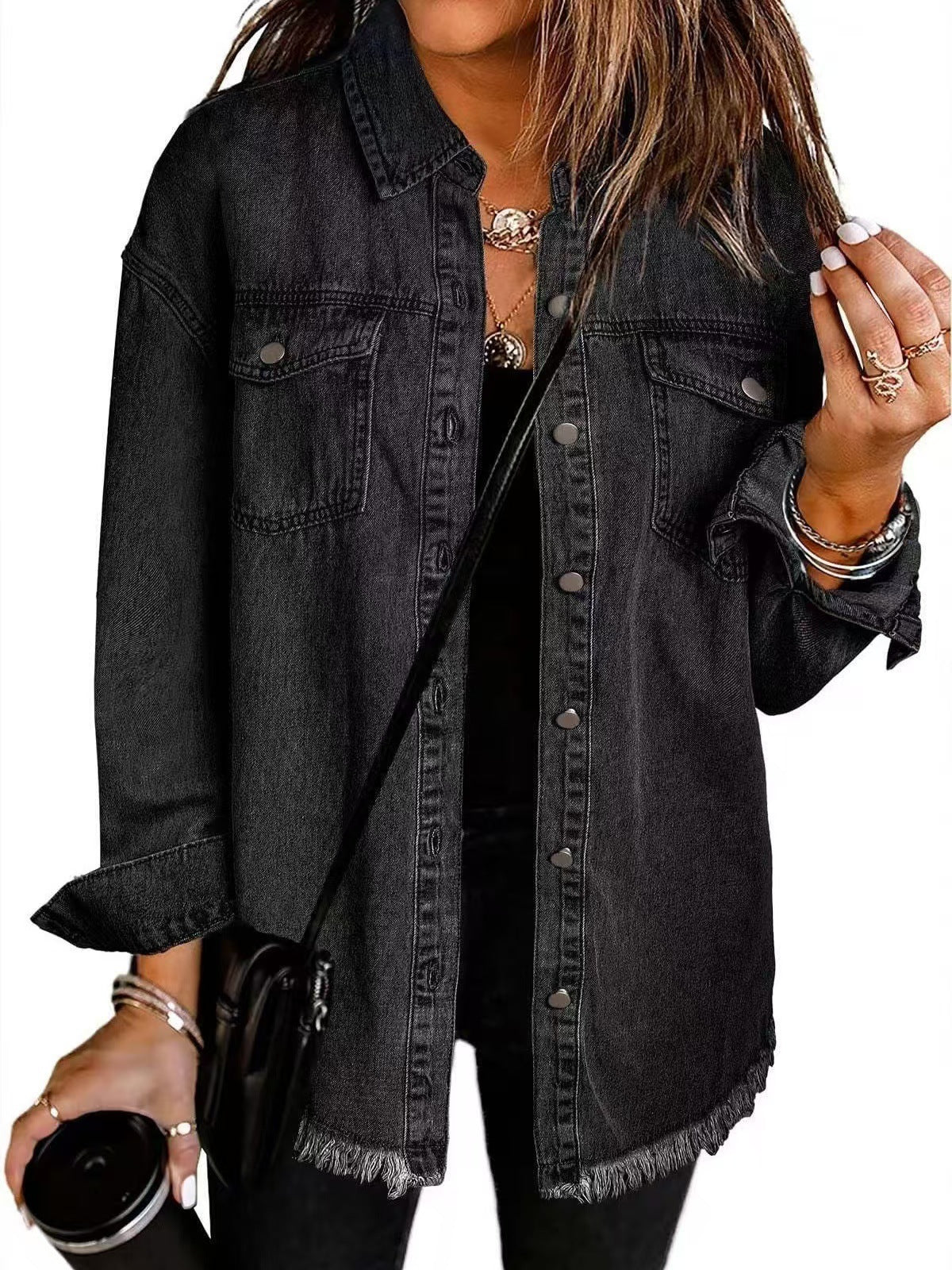 Jolien I Langärmlige Denimjacke Mit Taschen