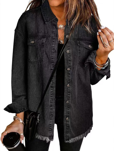 Jolien I Langärmlige Denimjacke Mit Taschen
