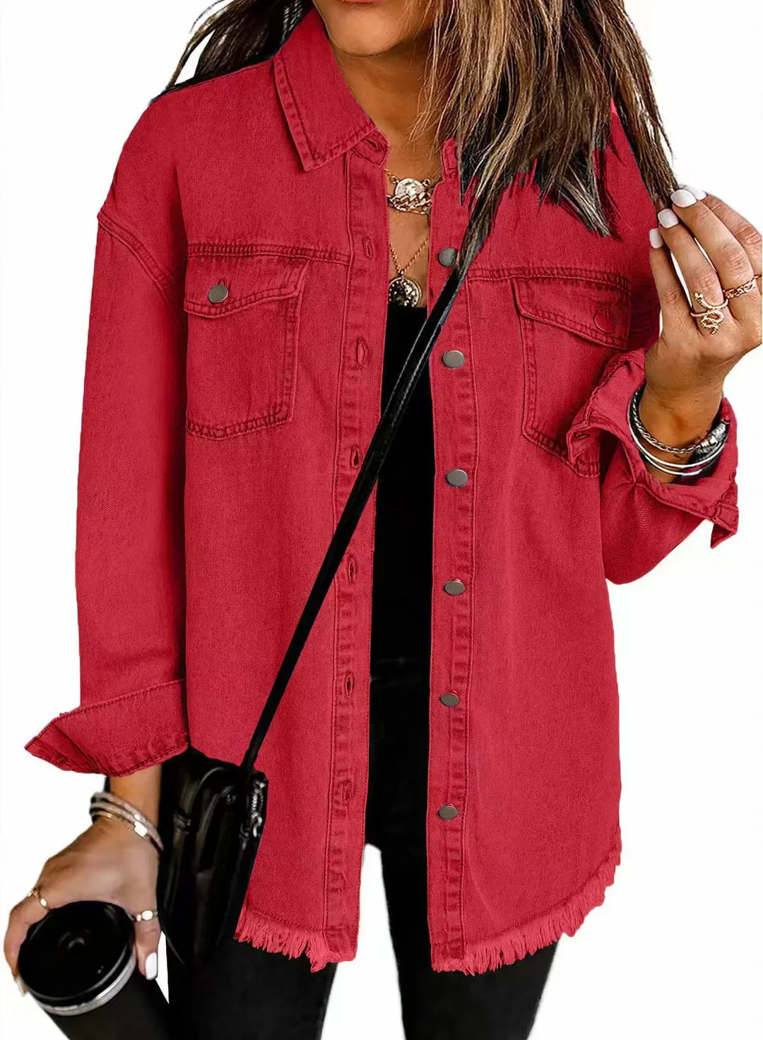 Jolien I Langärmlige Denimjacke Mit Taschen