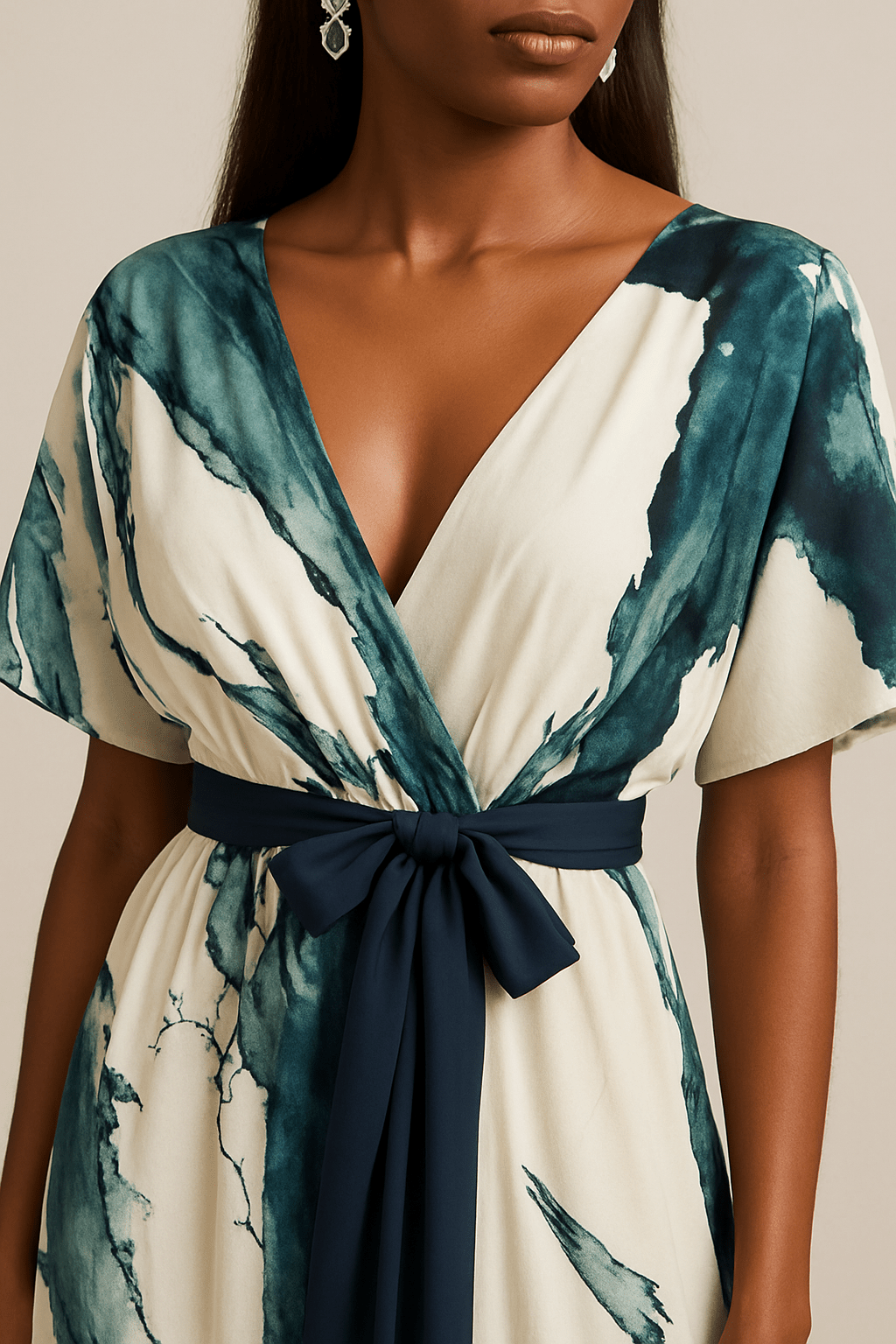 Nayla™ | Lange Robe mit Aquarellmuster